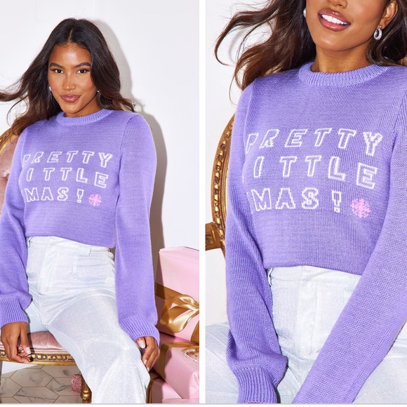 PRETTYLITTLETHING LILAC XMAS CHRISTMAS SWEATER size:M - Picture 3 of 12